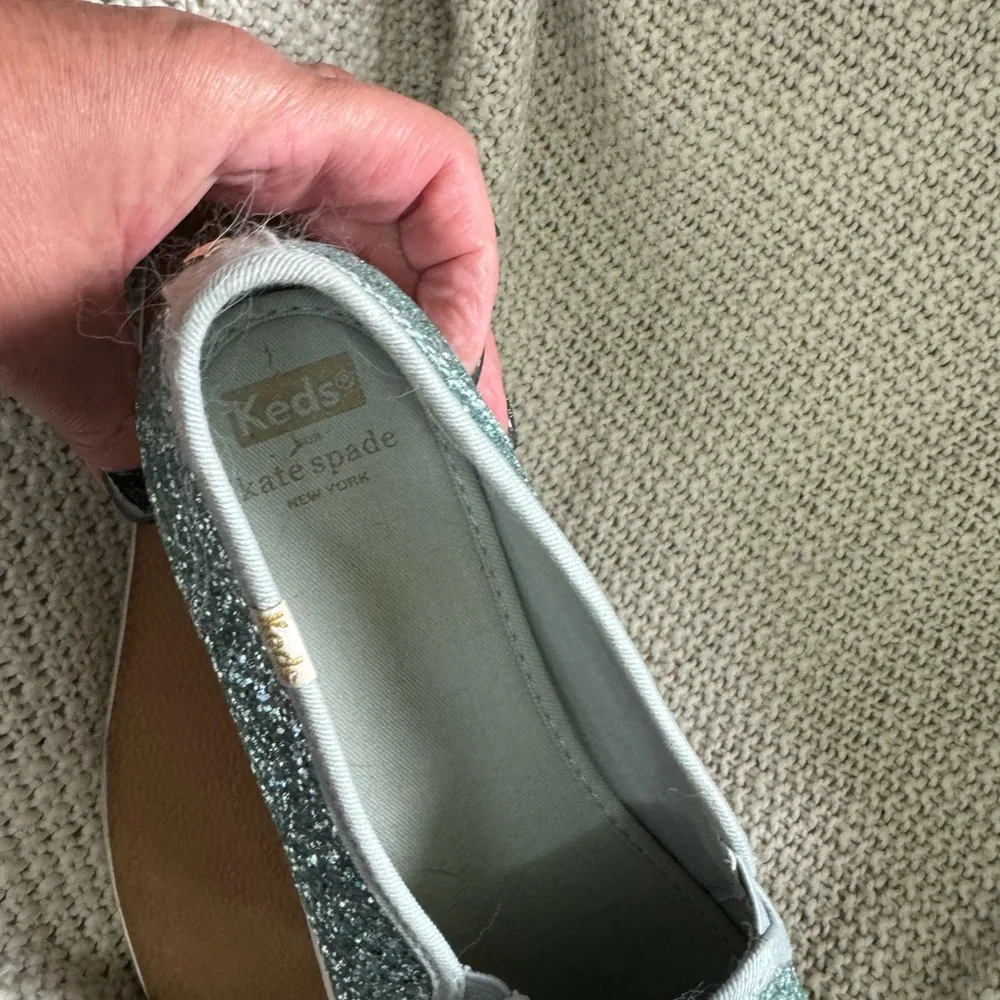 Kate Spade x Keds Triple Decker Glitter Loafer Slip-on Dusty Blue Womens Size 11